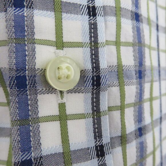 Thomas Dean Blue Green Plaid Shirt LS  Flip Cuff - Picture 6 of 8